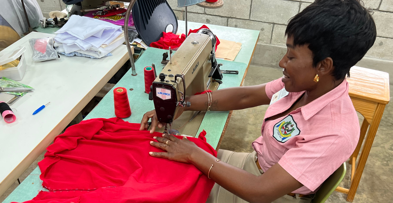 Garment student at work